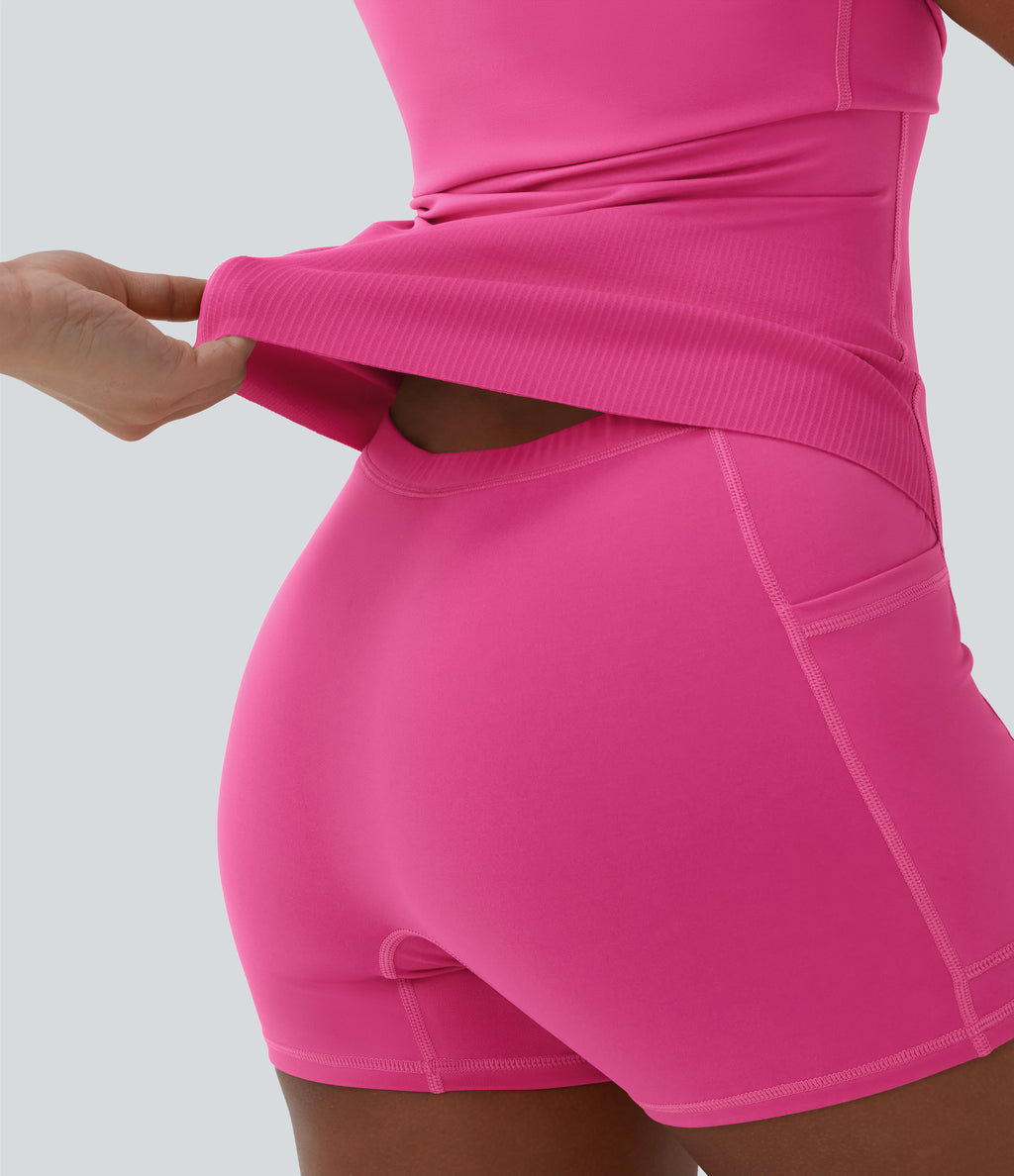Plush Tummy Control Active Dress with Pockets-Edition — Fuchsia Purple — view 5