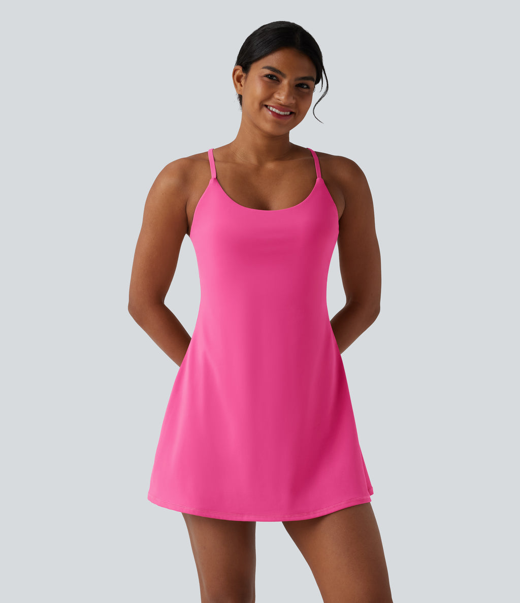 Plush Tummy Control Active Dress with Pockets-Edition — Fuchsia Purple — view 3