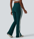 High-waisted Tummy Control Side Stripe Yoga 7/8 Flare Leggings — June Bug — view 2