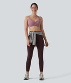 Low Support Crisscross Backless Adjustable Straps Ruched Built-in Bra InstantCool Quick Dry Yoga Sports Bra UPF50+ — Nostalgia Rose — view 6