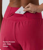 Airy Crossover High Waisted 2-in-1 InstantCool Yoga Shorts 3'' with Pockets — Winterberry — view 5