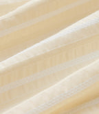 V Neck Puff Half Sleeve Stripe Casual Blouse — Orange White Stripe — view 7
