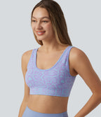 OneForm Seamless Flow Low Support U-Neck Snakeskin Print Built-in Bra Yoga Sports Bra — Orchid Bloom — view 5