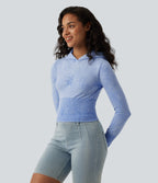 OneForm Seamless Flow Hooded Long Sleeve Casual Sweatshirt — Kentucky Blue — view 3