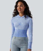 OneForm Seamless Flow Hooded Long Sleeve Casual Sweatshirt — Kentucky Blue — view 4