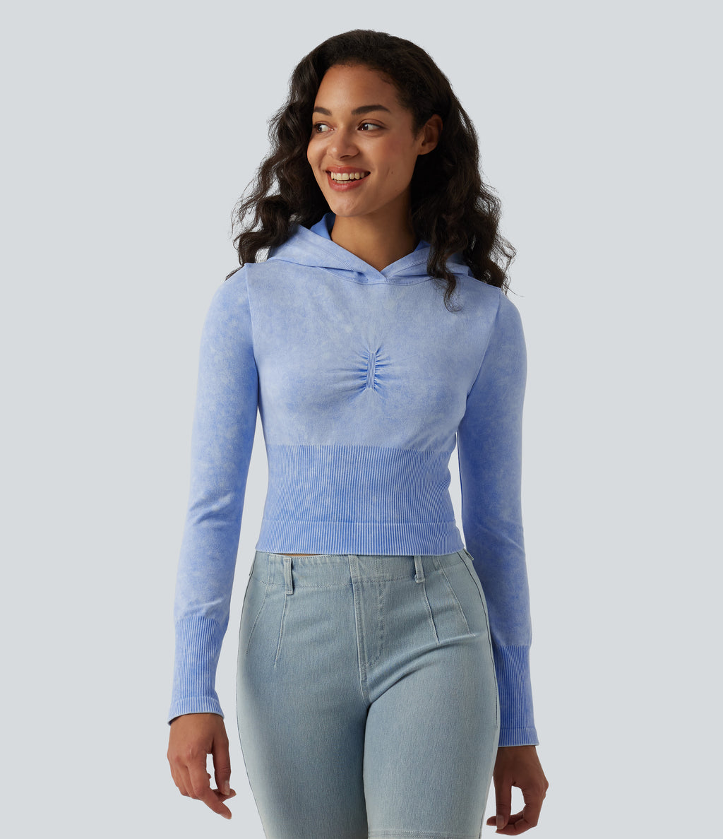 OneForm Seamless Flow Hooded Long Sleeve Casual Sweatshirt — Kentucky Blue — view 1