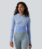 OneForm Seamless Flow Hooded Long Sleeve Casual Sweatshirt — Kentucky Blue — view 1