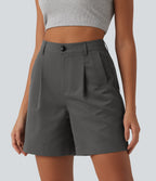 High Waisted Casual Baggy Shorts with Pockets — Sweet Dreams - Smokey Grey — view 3
