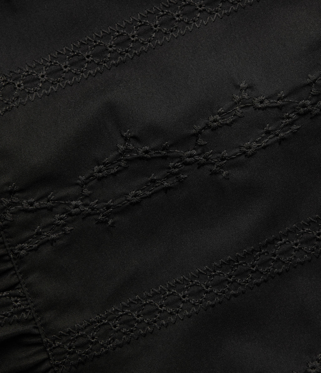 V Neck Ruffle Hem Embroidery Resort Tank Top — Black — view 7