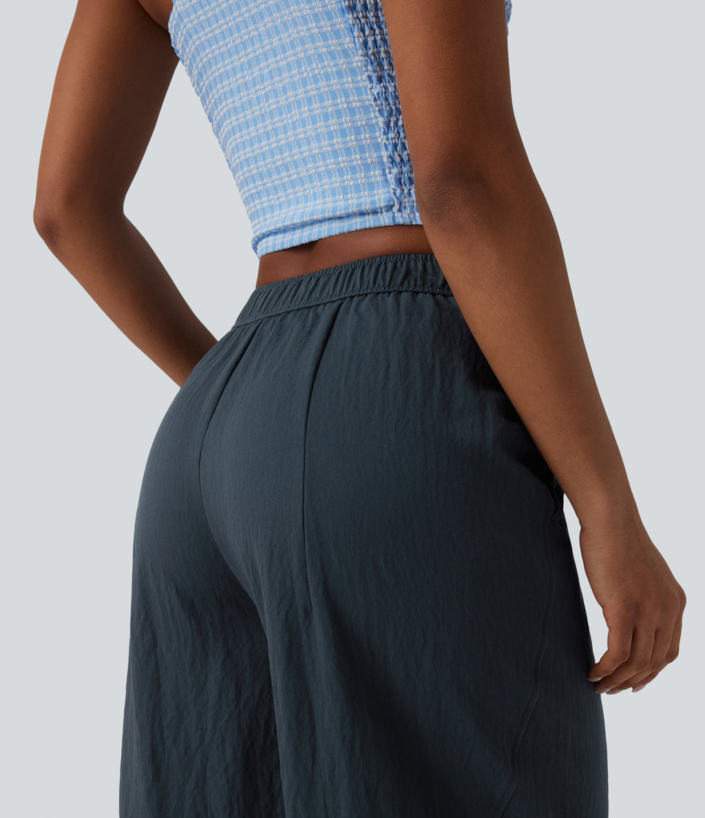Mid Rise Casual Barrel Leg Trousers with Pockets — Dark Grey — view 5