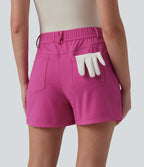 High Waisted Quick Dry Golf Shorts with Pockets-UPF40+ — Rosewood Ribbed — view 5