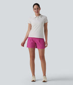 High Waisted Quick Dry Golf Shorts with Pockets-UPF40+ — Rosewood Ribbed — view 6