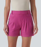 High Waisted Quick Dry Golf Shorts with Pockets-UPF40+ — Rosewood Ribbed — view 2