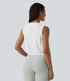 Round Neck Workout Tank Top — White — view 2