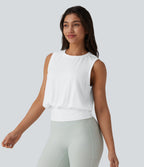 Round Neck Workout Tank Top — White — view 3