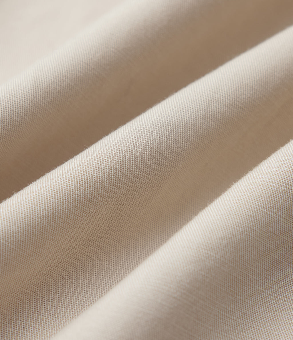 High Waisted Drawstring Tapered Draped Linen Casual Trousers with Pockets — French Oak — view 7