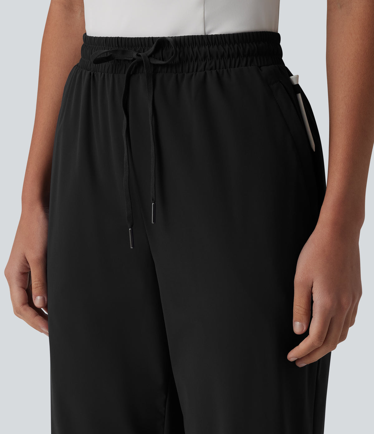 Mid Rise Drawstring Quick Dry InstantCool Golf Joggers with Pockets-UPF40+ — Black — view 5