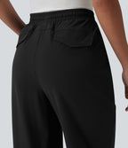 Mid Rise Drawstring Quick Dry InstantCool Golf Joggers with Pockets-UPF40+ — Black — view 6