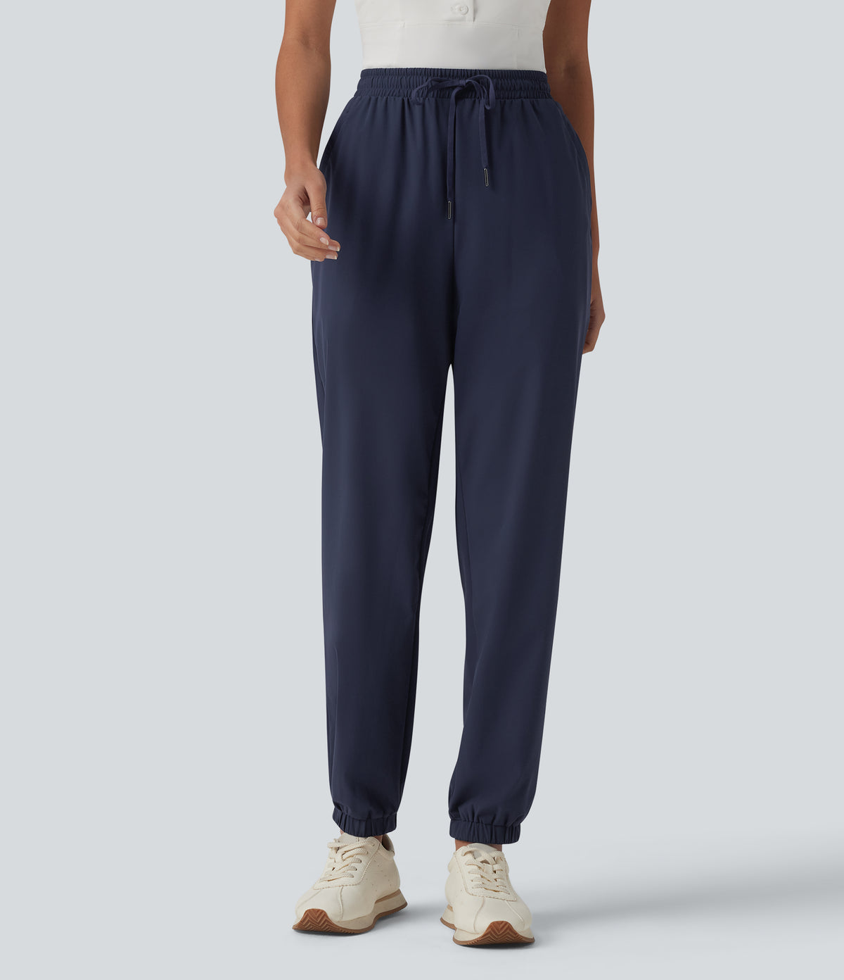 Mid Rise Drawstring Quick Dry InstantCool Golf Joggers with Pockets-UPF40+ — Peacoat — view 9