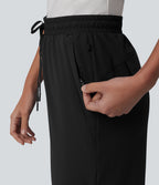 Mid Rise Drawstring Quick Dry InstantCool Golf Joggers with Pockets-UPF40+ — Black — view 4