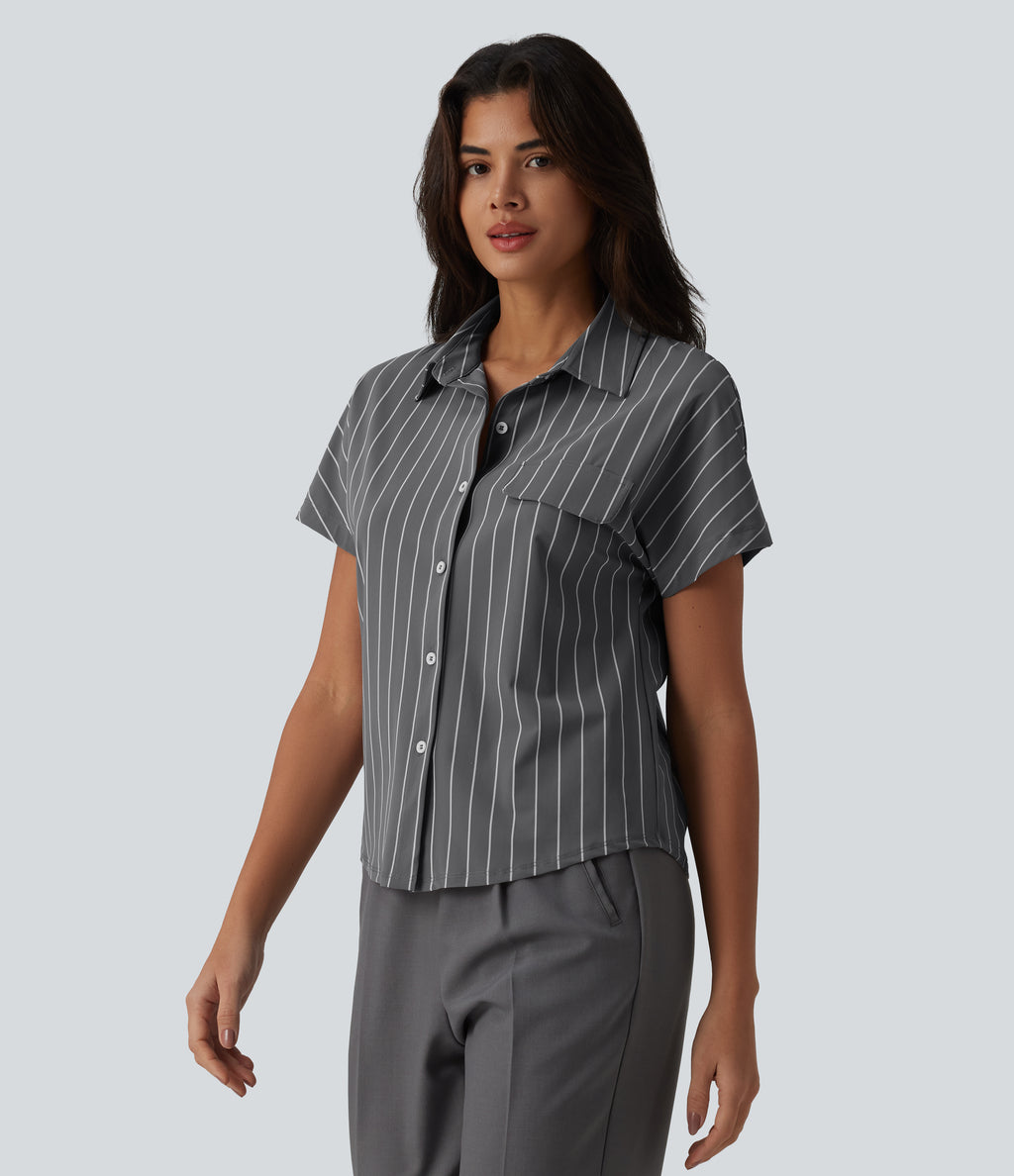 Short Sleeve Stripe Work Shirt — Urban Stripe — view 4
