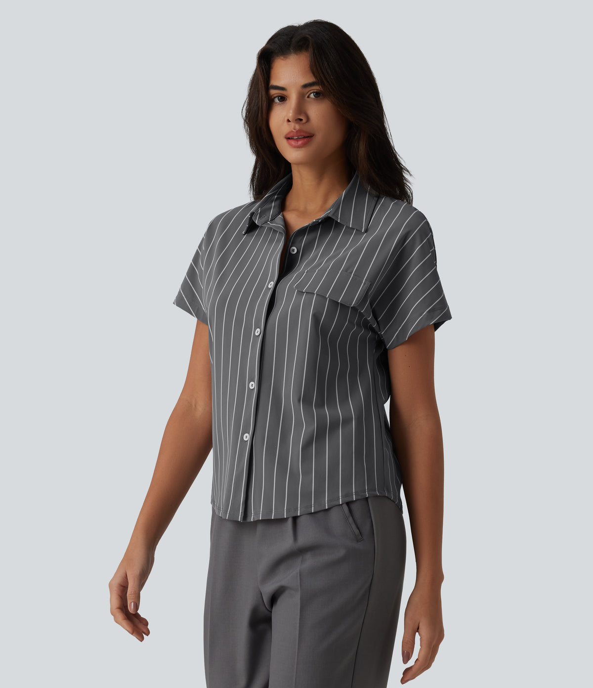 Short Sleeve Stripe Work Shirt — Urban Stripe — view 4