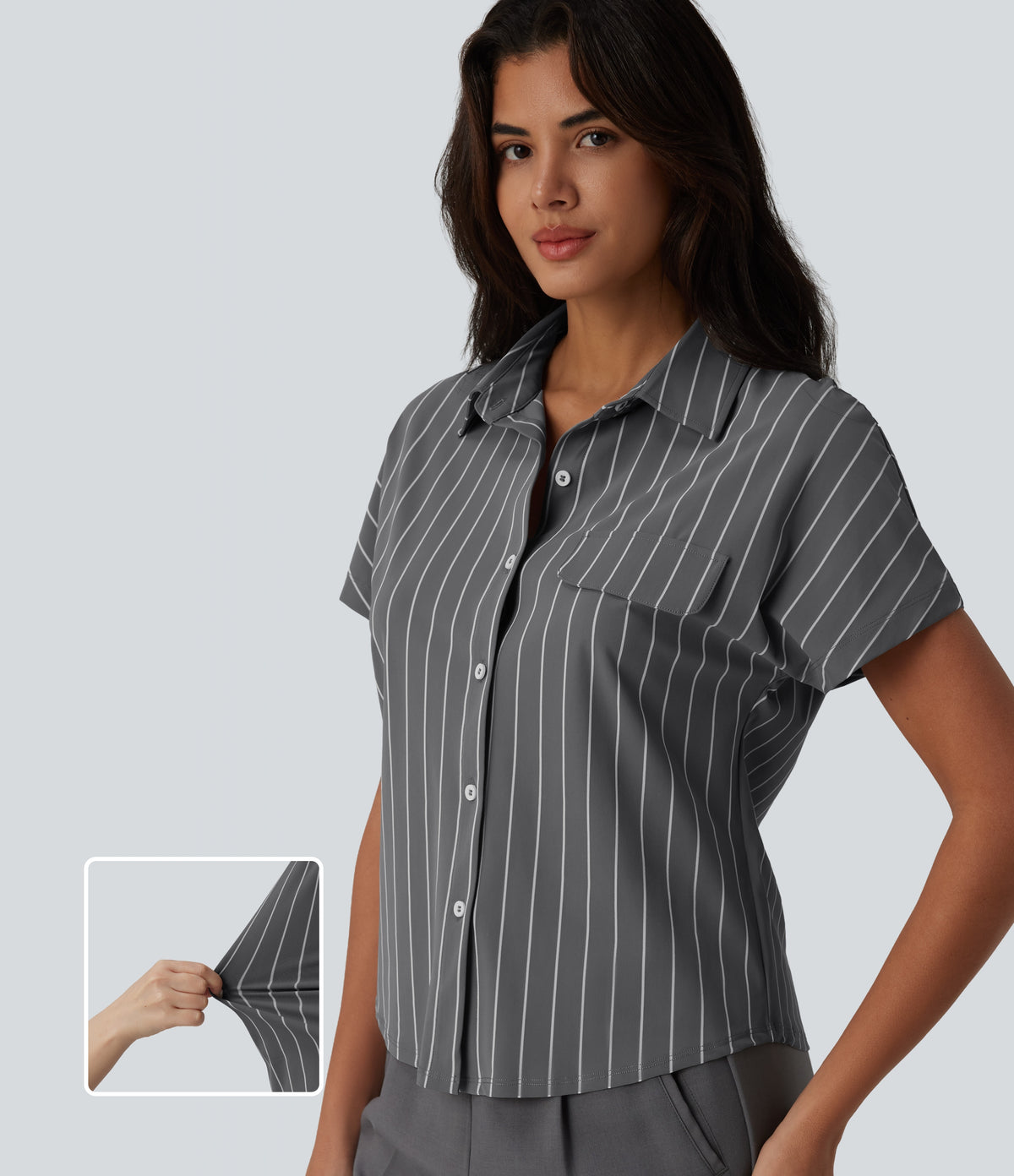 Short Sleeve Stripe Work Shirt — Urban Stripe — view 1