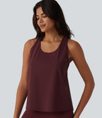Airy Racerback Contrast Lace InstantCool Workout Tank Top — Berry Red — view 5