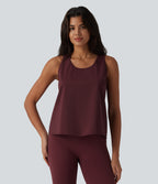 Airy Racerback Contrast Lace InstantCool Workout Tank Top — Berry Red — view 2