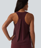 Airy Racerback Contrast Lace InstantCool Workout Tank Top — Berry Red — view 1