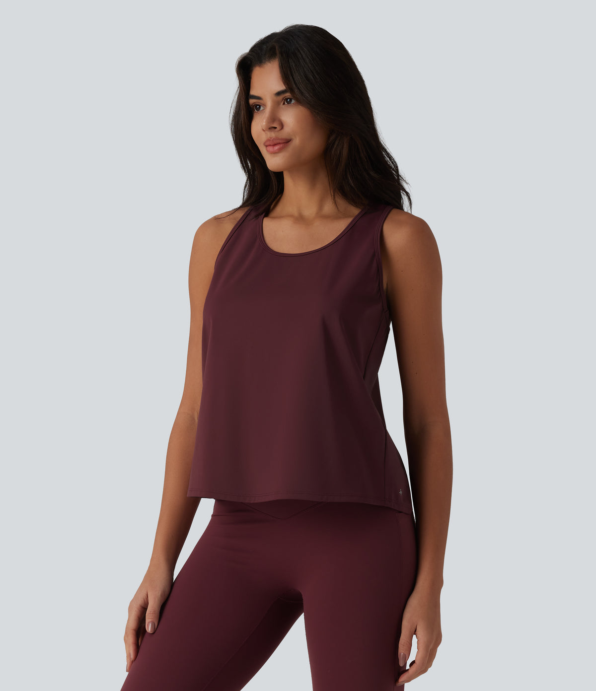 Airy Racerback Contrast Lace InstantCool Workout Tank Top — Berry Red — view 3