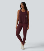 Airy Racerback Contrast Lace InstantCool Workout Tank Top — Berry Red — view 6