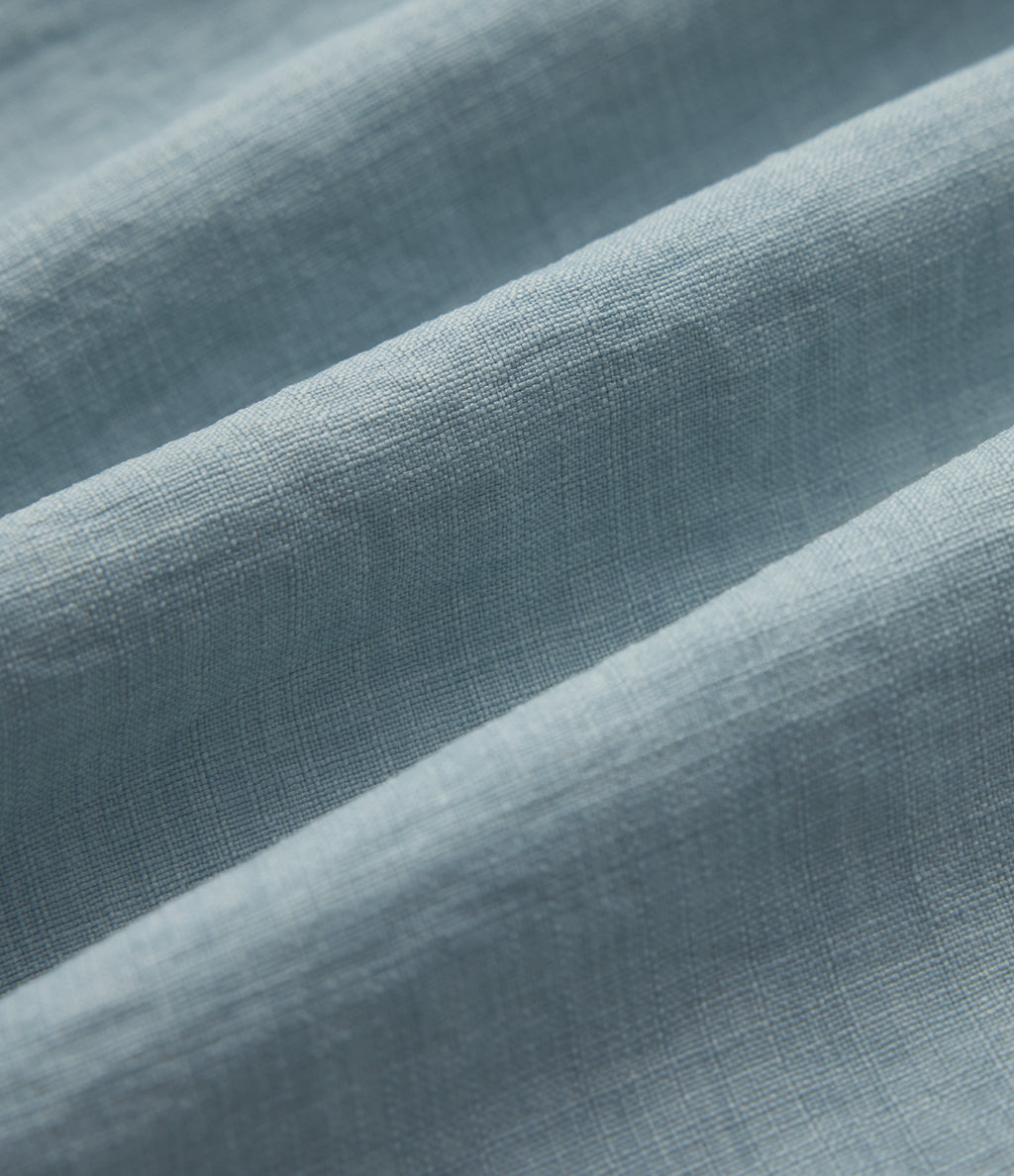 High Waisted Drawstring Maxi Linen-Feel Casual Skirt — Dusty Cyan Blue — view 7