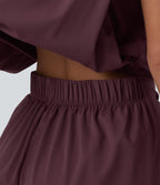 Round Neck Sleeveless Tie-front InstantCool Casual Playsuit with Pockets--UPF50+ — Fig — view 4