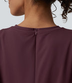 Round Neck Sleeveless Tie-front InstantCool Casual Playsuit with Pockets--UPF50+ — Fig — view 5