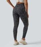 Leopard Print High Waisted Tummy Control Shaping Running 7/8 Leggings with Pockets — Storm Blur — view 2