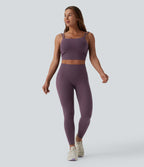 Double Straps Twisted Backless Cropped Built-in Bra Yoga Tank Top DD-F Cups — Night's Purple — view 6