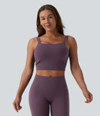 Double Straps Twisted Backless Cropped Built-in Bra Yoga Tank Top DD-F Cups — Night's Purple — view 2
