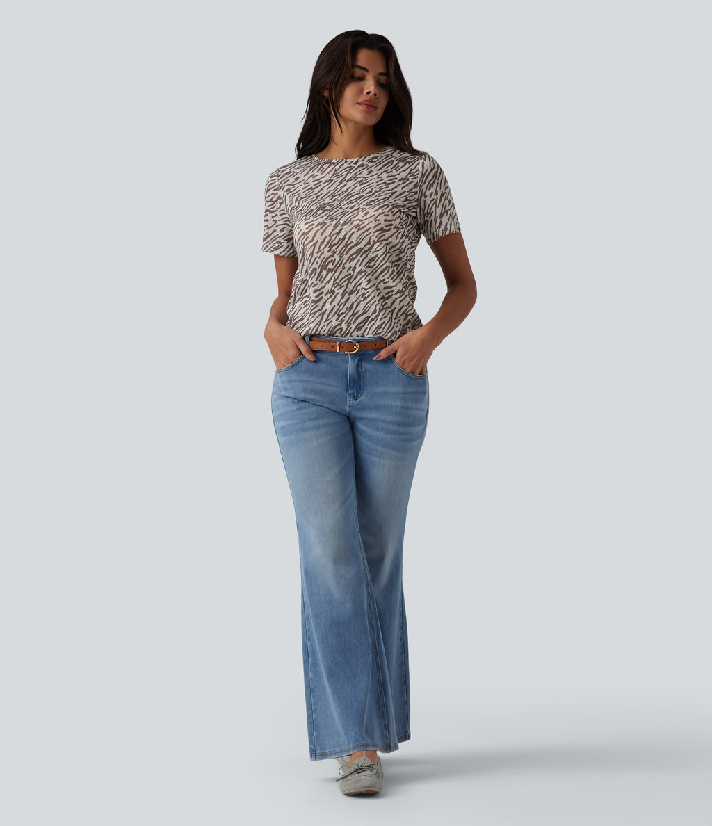 Round Neck Short Sleeve Zebra Print Casual T-Shirt — Zebra — view 6