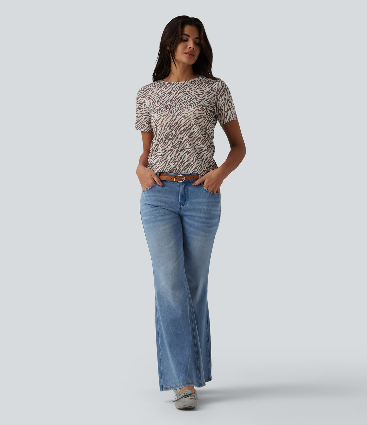 Round Neck Short Sleeve Zebra Print Casual T-Shirt — Zebra — view 6