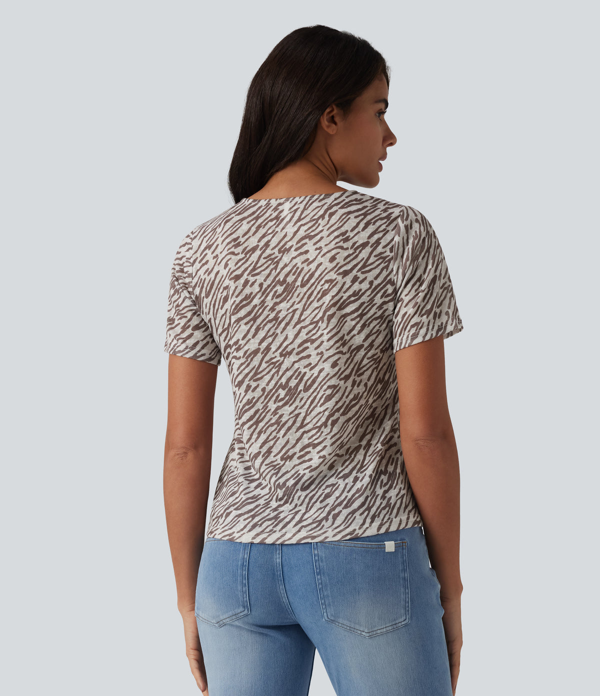 Round Neck Short Sleeve Zebra Print Casual T-Shirt — Zebra — view 2