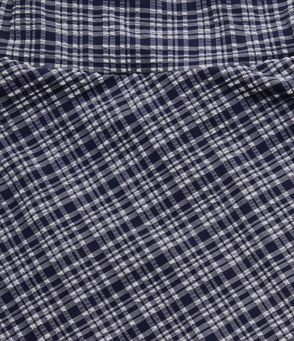 High Waisted 2-in-1 Plaid Quick Dry Flare Mini Tennis Skirt with Pockets — Mist Night Weave Plaid — view 7