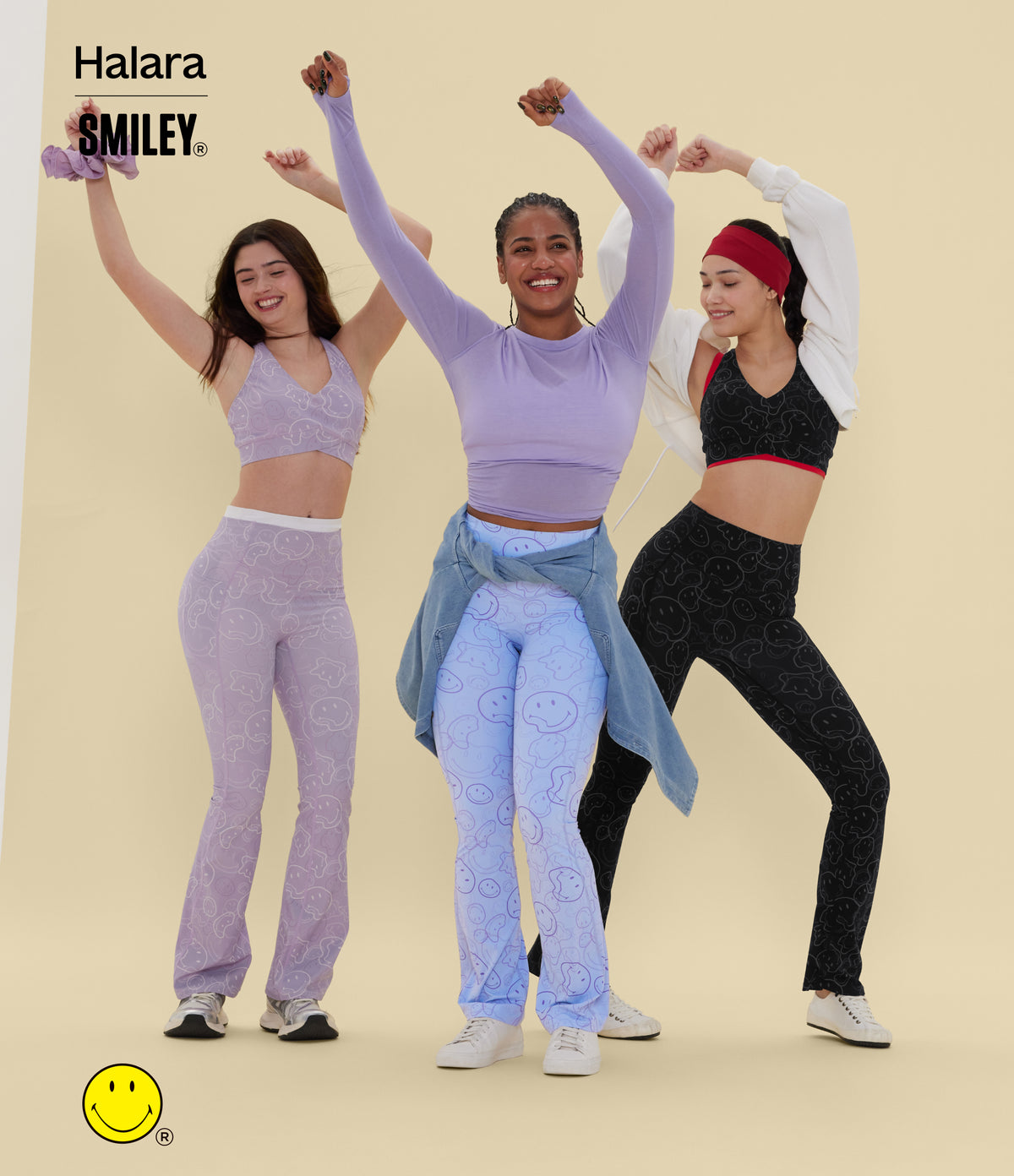 High Waisted Scrunch Butt Lifting Tummy Control Bootcut Training Leggings with Pockets — Lavender Sketch Smiles — view 8