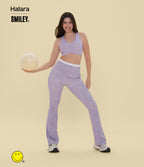 High Waisted Scrunch Butt Lifting Tummy Control Bootcut Training Leggings with Pockets — Lavender Sketch Smiles — view 7