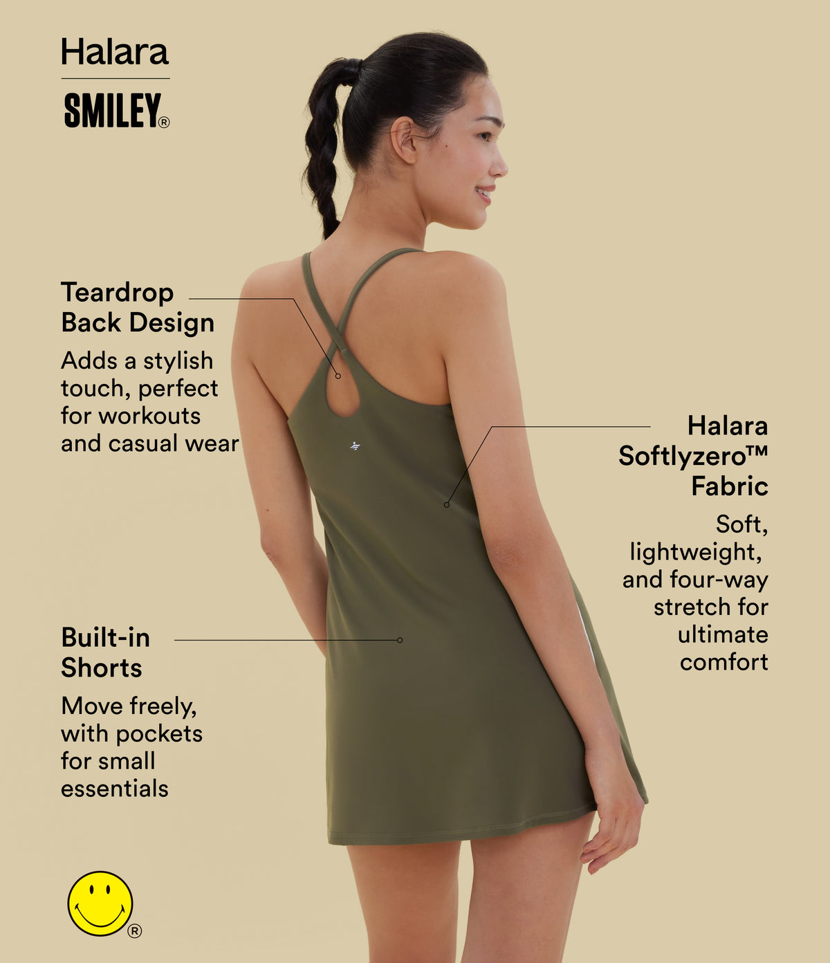 Plush Backless Mini Dance Active Dress-Edition — Grass Grey Green — view 2
