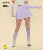High Waisted Pleated 2-in-1 Asymmetric Hem Quick Dry Mini Dance Skirt with Pockets — Leisurely Lavender — view 4