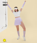 High Waisted Pleated 2-in-1 Asymmetric Hem Quick Dry Mini Dance Skirt with Pockets — Leisurely Lavender — view 6