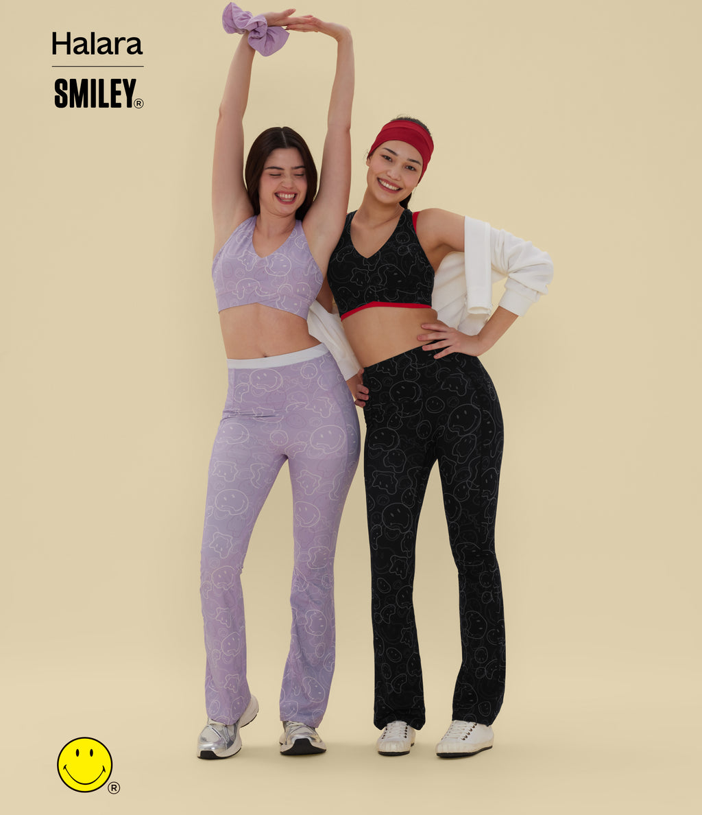 Medium Support V Neck Racerback Training Sports Bra — Lavender Sketch Smiles — view 6