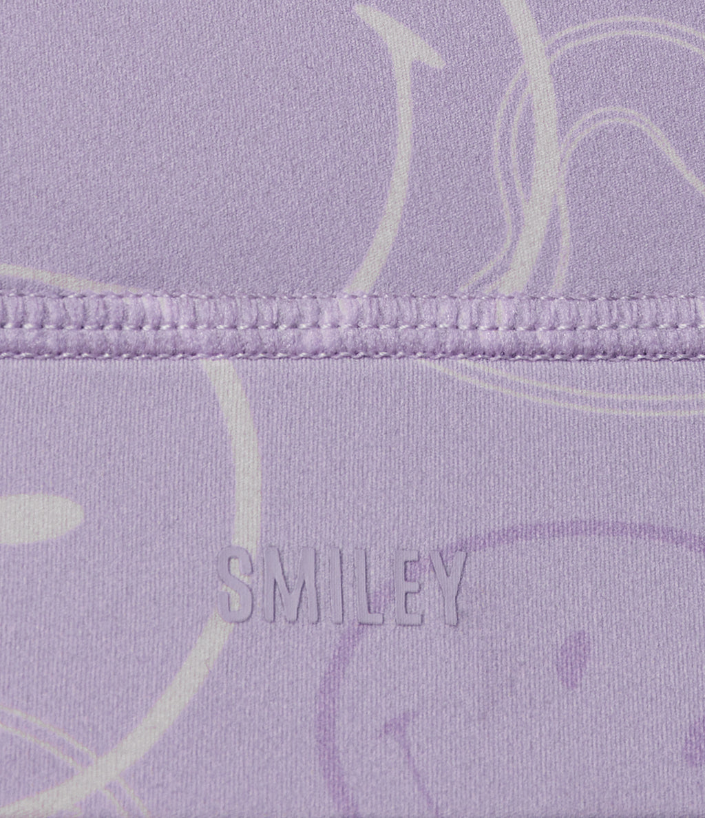 Medium Support V Neck Racerback Training Sports Bra — Lavender Sketch Smiles — view 7