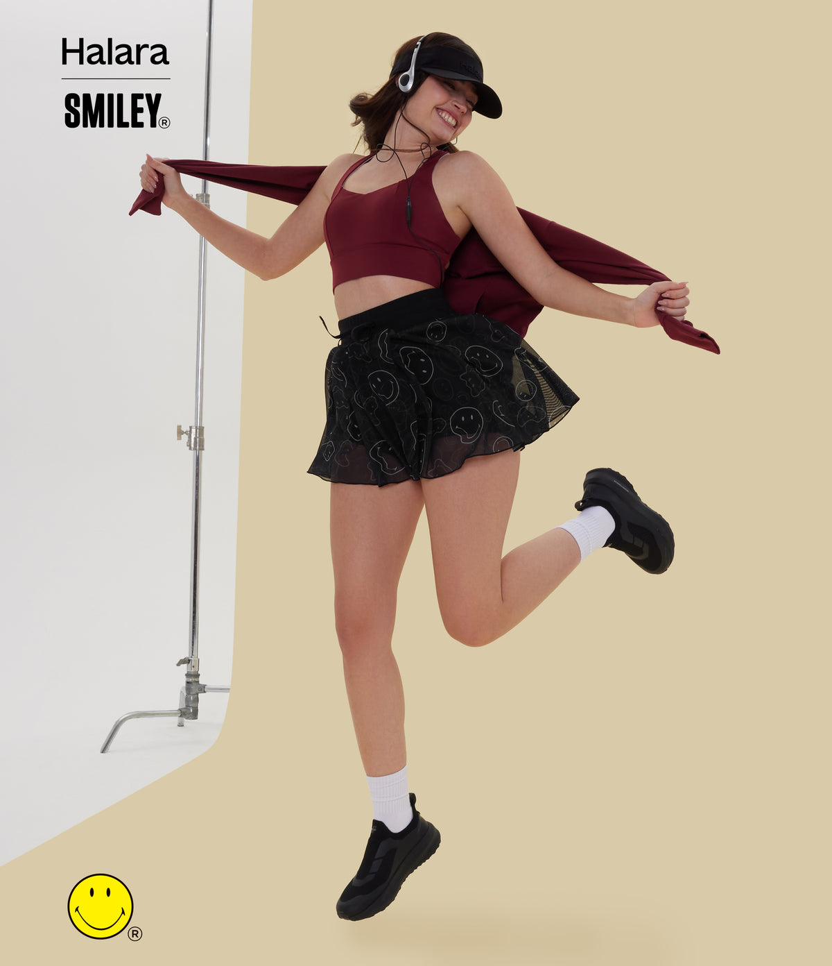 High Waisted Drawstring Contrast Mesh 2-in-1 Flowy Mini Flare Dance Skirt with Pockets — Clouded Smiles — view 5